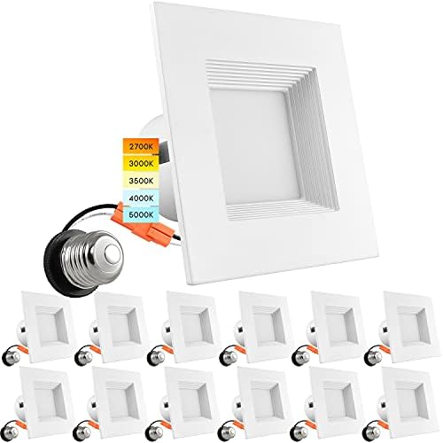 LUXRITE 12 PACK 4 אינץ 'LED שקוע LED יכול, טמפרטורת צבע הניתנת לבחירה 2700K | 3000K | 3500K | 4000K | 5000K,